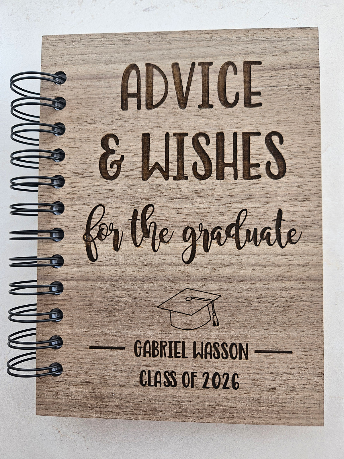 Personalized Advice and Wishes Graduation Party Guestbook - Wood Cover