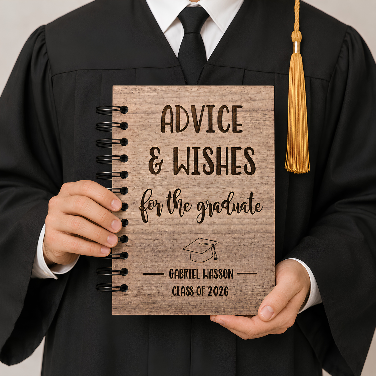 Personalized Advice and Wishes Graduation Party Guestbook - Wood Cover