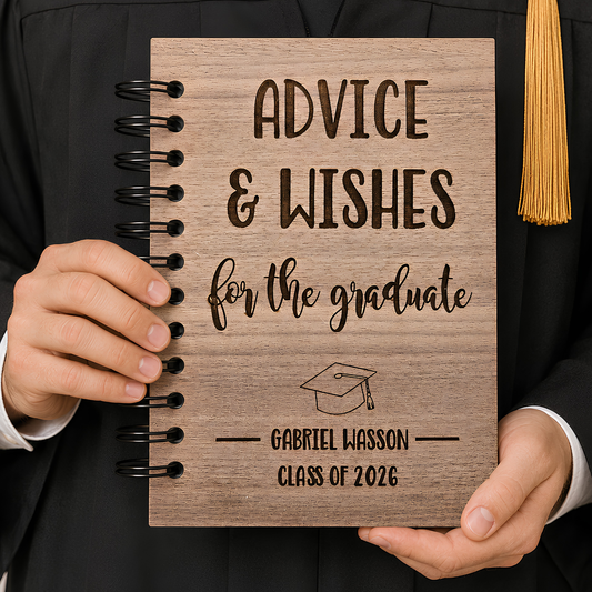 Personalized Advice and Wishes Graduation Party Guestbook - Wood Cover