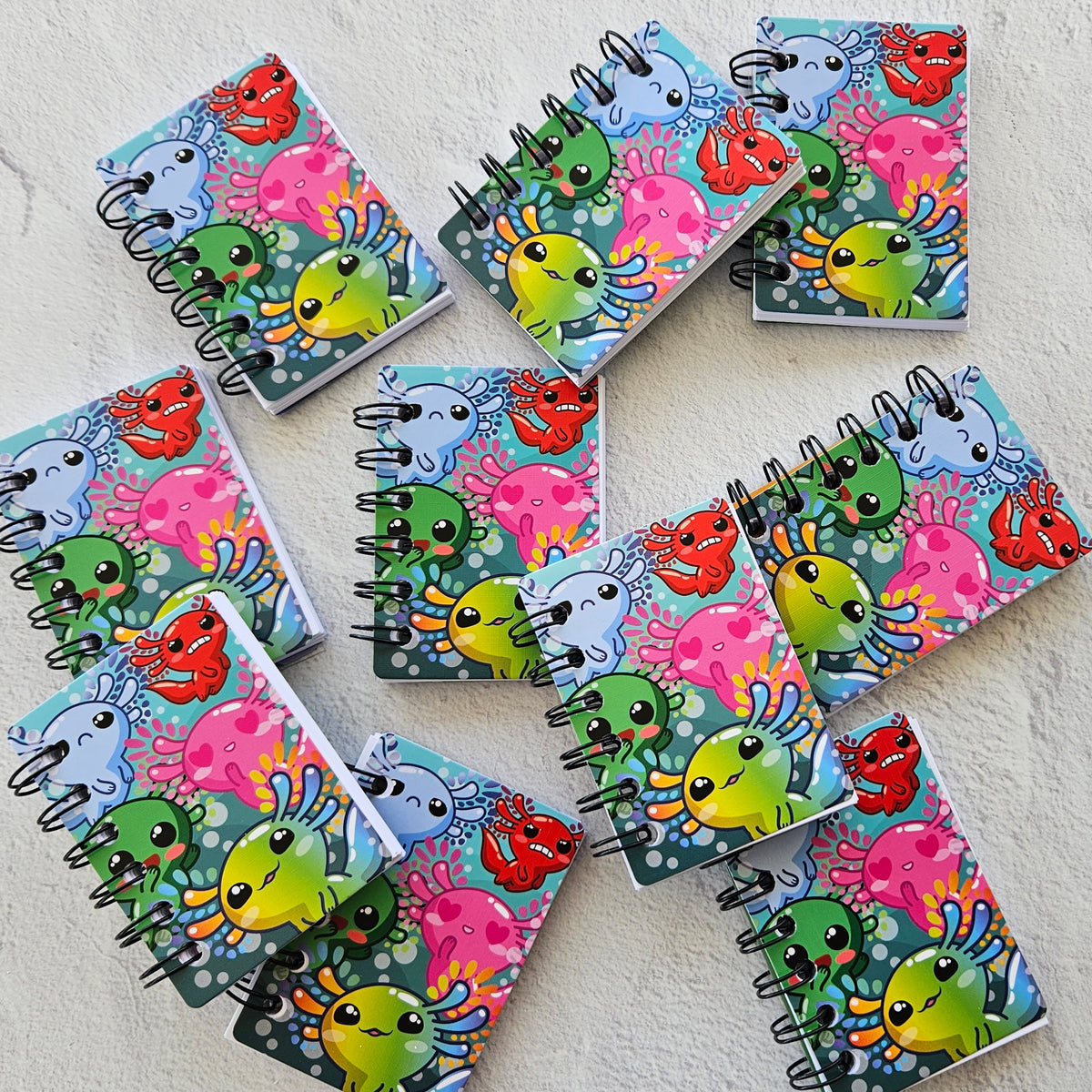 Set of 5 Axolotl Mini Notebooks