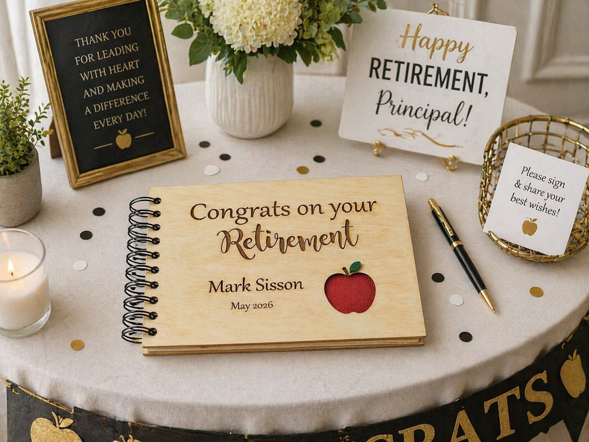 Personalized Retirement Guest Book for Teacher or Principal