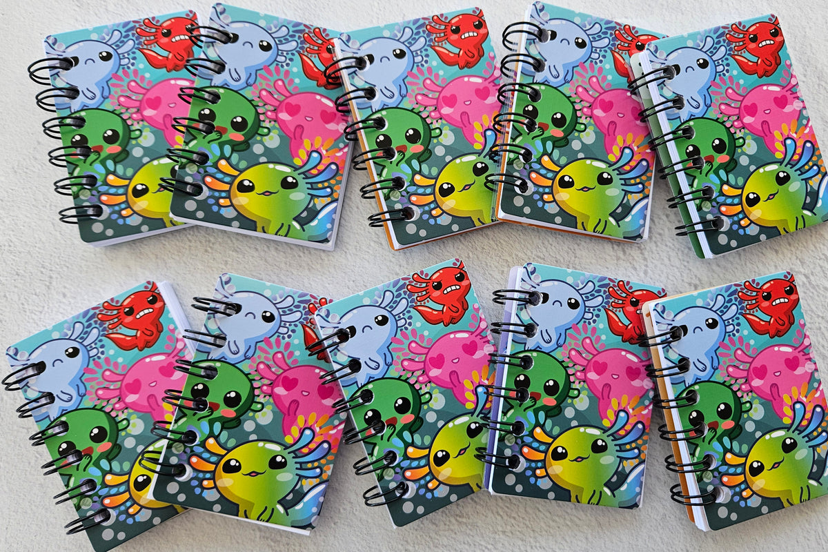Set of 5 Axolotl Mini Notebooks
